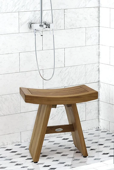 18" Asia-Bjön Slatted Teak Shower Bench: Teak Wood Essentials